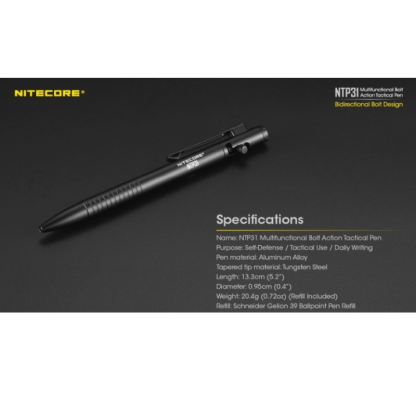 Nitecore NTP31 Aluminium Alloy Bolt Action Multi-functional Tactical Pen