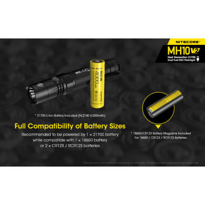Nitecore MH10 V2 Rechargeable CREE XP-L2 V6 LED 1200L Flashlight w Battery
