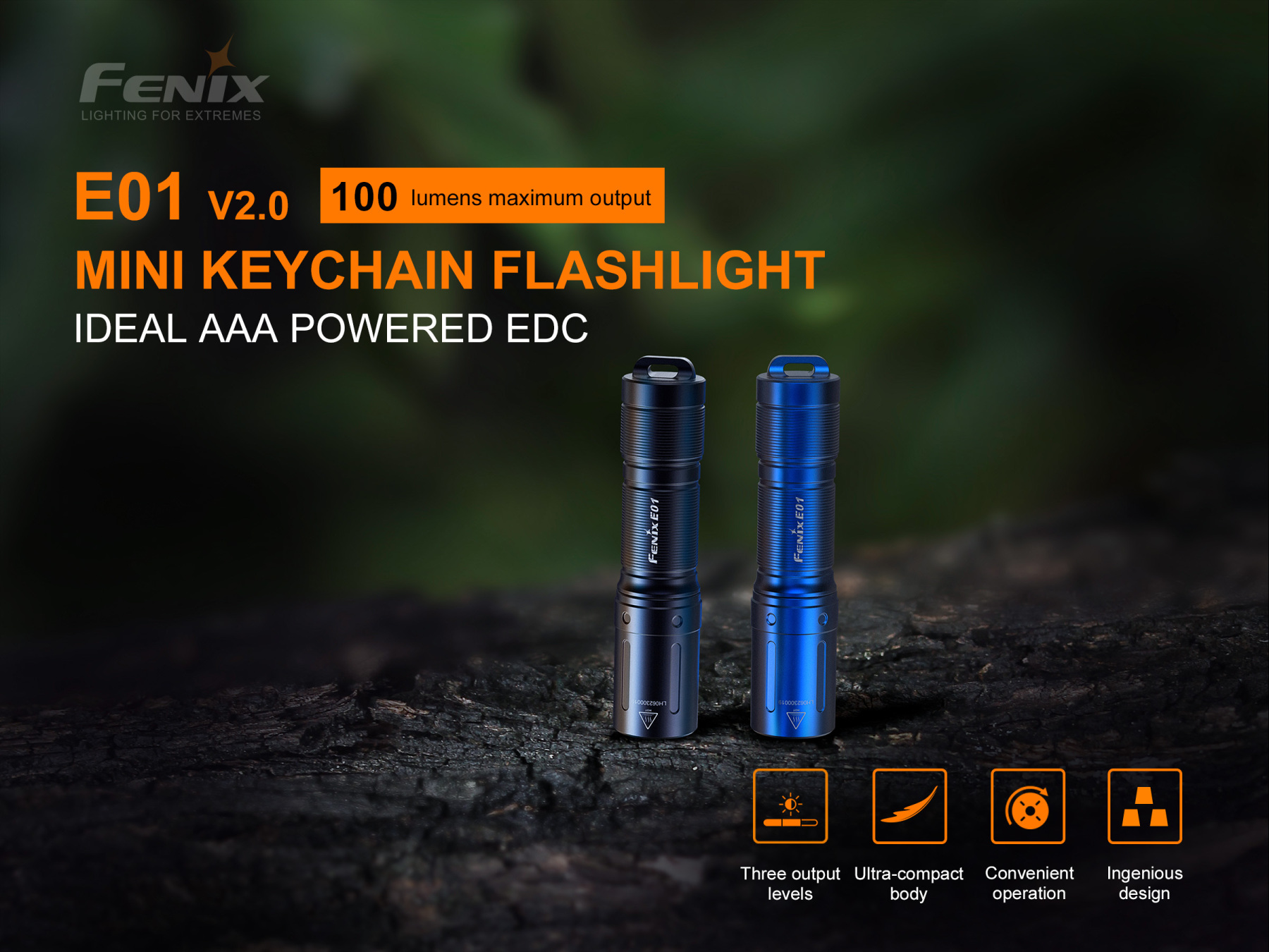 Fenix E01 V2.0 Keychain Flashlight 100 Lumens