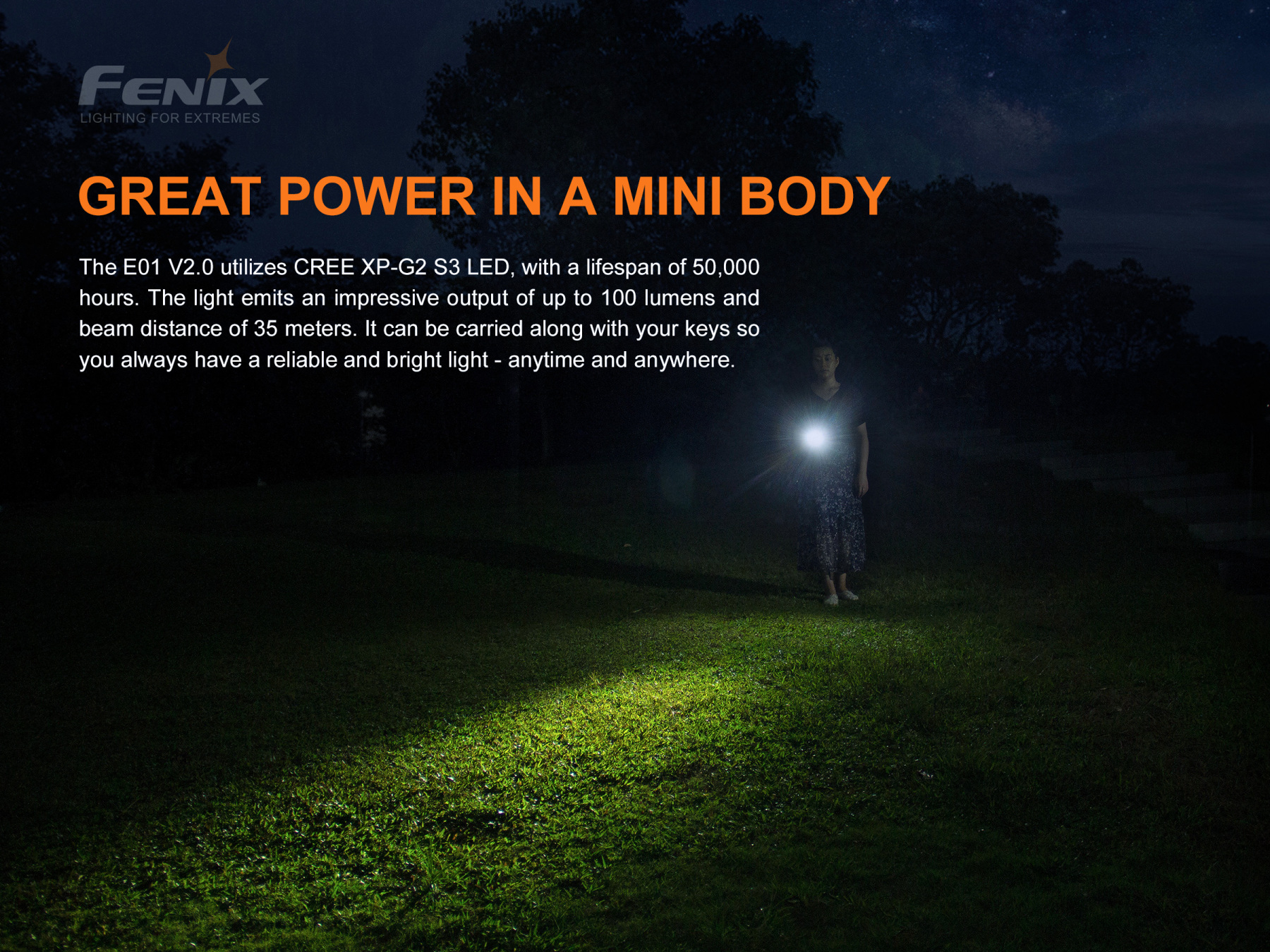 Fenix E01 V2.0 Keychain Flashlight 100 Lumens