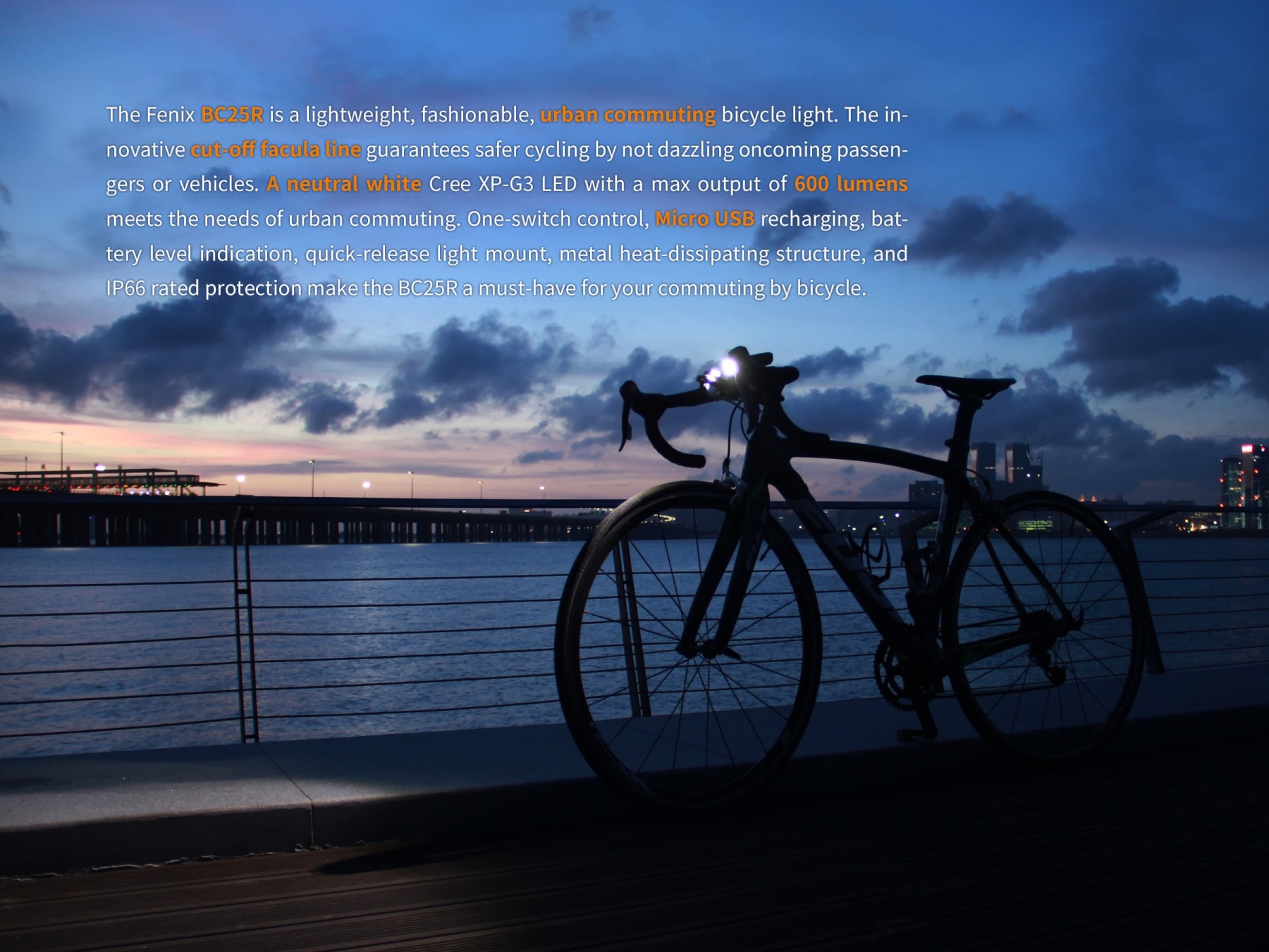 Fenix BC25R Rechargeable Bicycle Light 600 Lumens