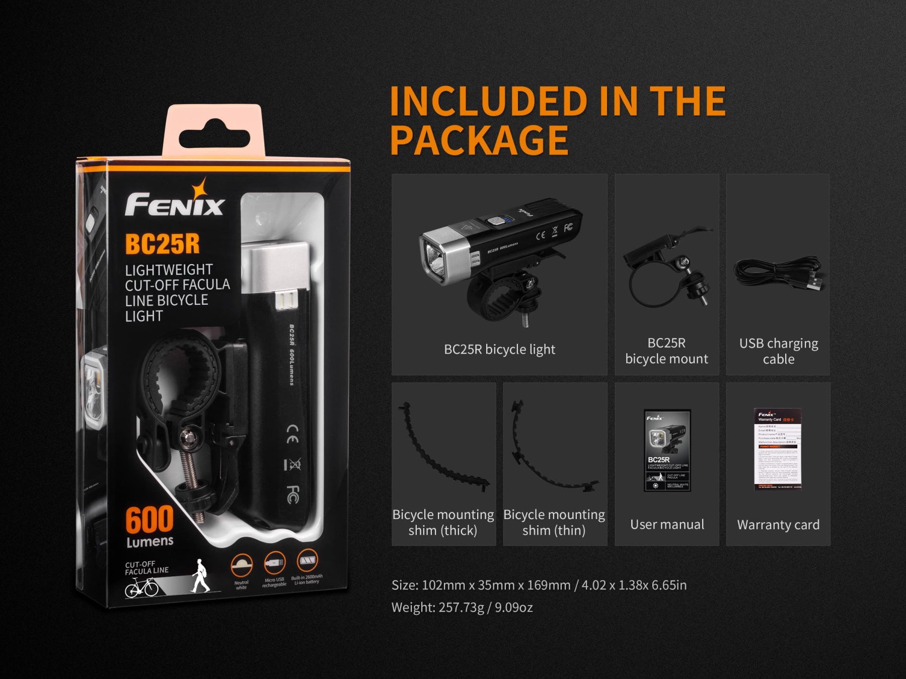 Fenix BC25R Rechargeable Bicycle Light 600 Lumens