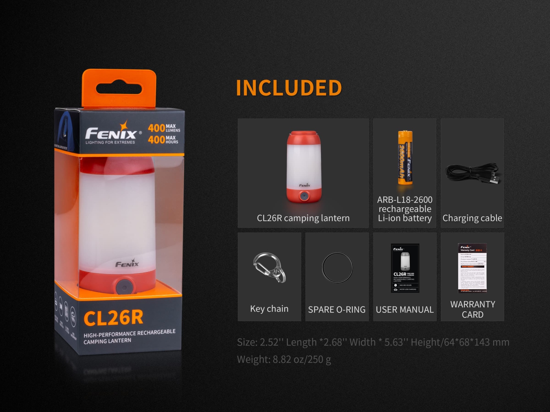Fenix CL26R Rechargeable Camping Lantern 400 Lumens