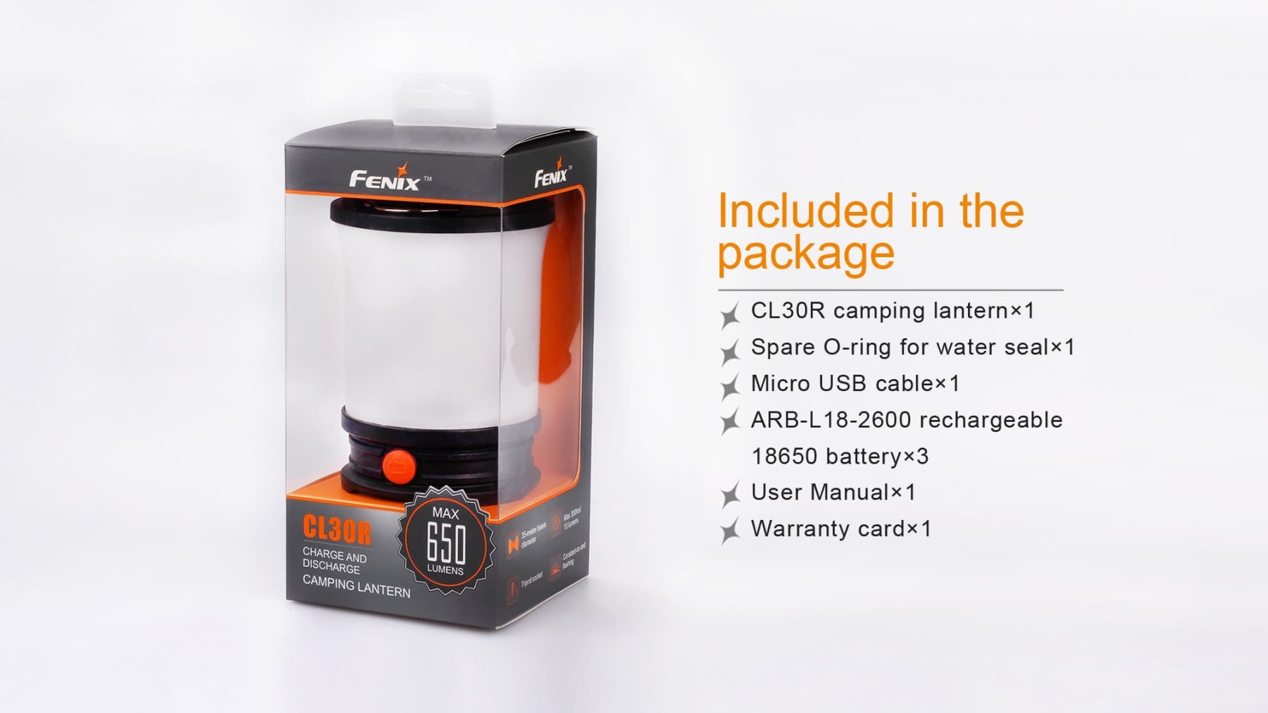 Fenix CL30R Rechargeable Camping Lantern 650 Lumens