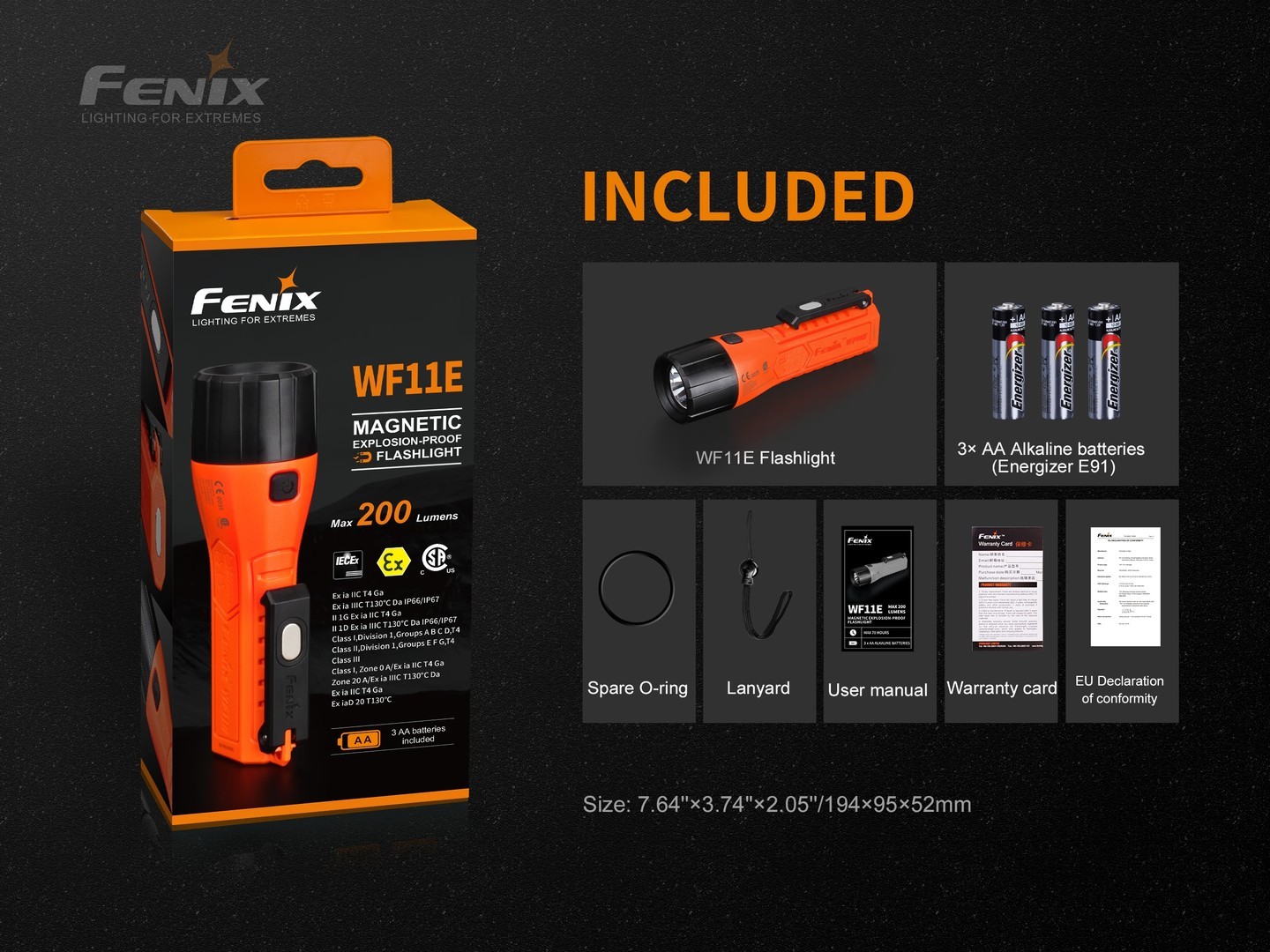 Fenix WF11E Magnetic Explosion-Proof Flashlight 200 Lumens