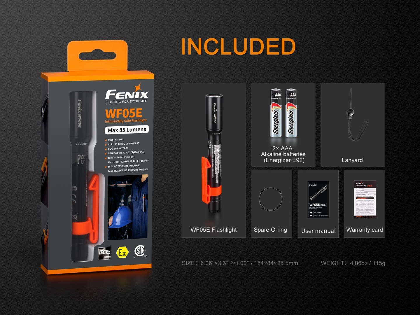 Fenix WF05E Intrinsically Safe Flashlight 85 Lumens