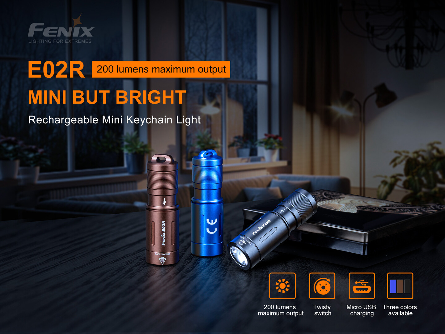 Fenix E02R Keychain Flashlight 200 Lumens