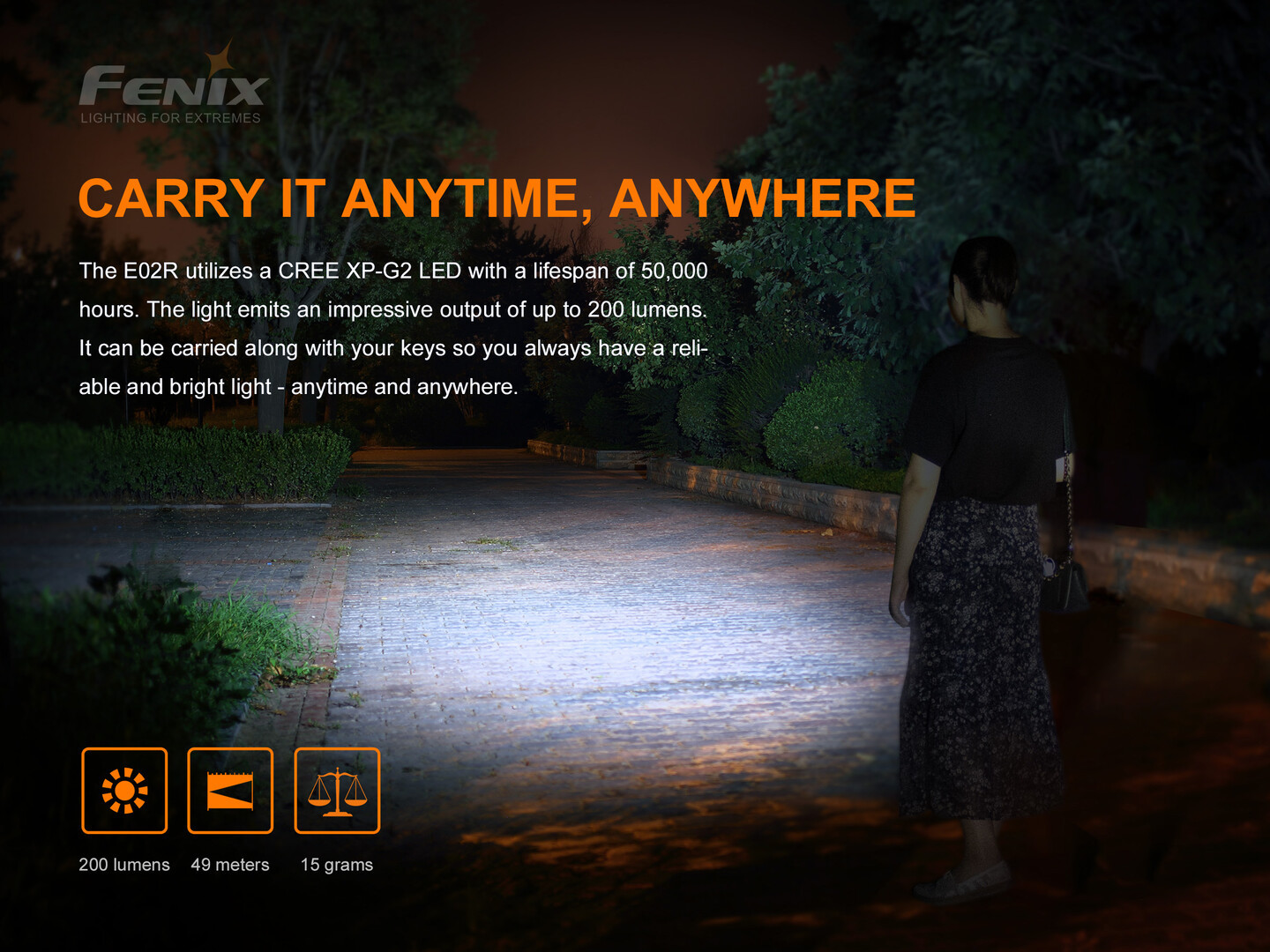 Fenix E02R Keychain Flashlight 200 Lumens