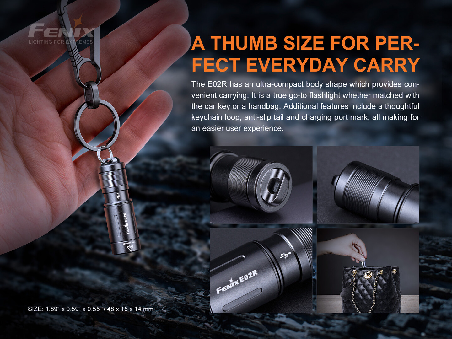 Fenix E02R Keychain Flashlight 200 Lumens