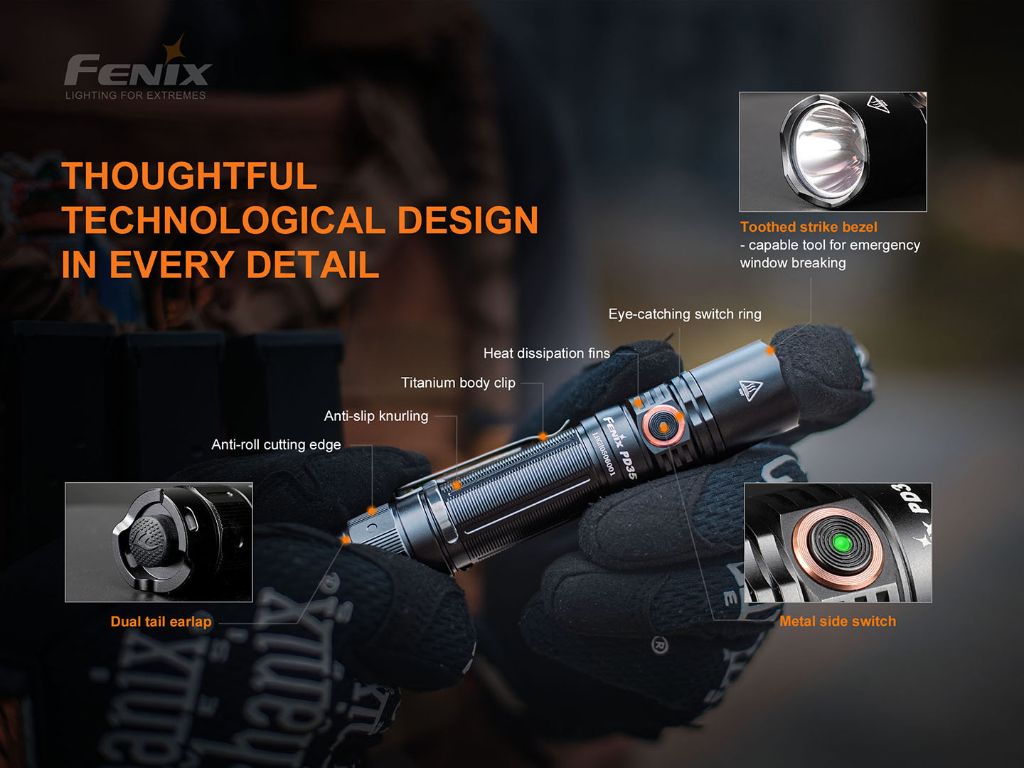 Fenix PD35 V3.0 Rechargeable EDC Flashlight 1700 Lumens