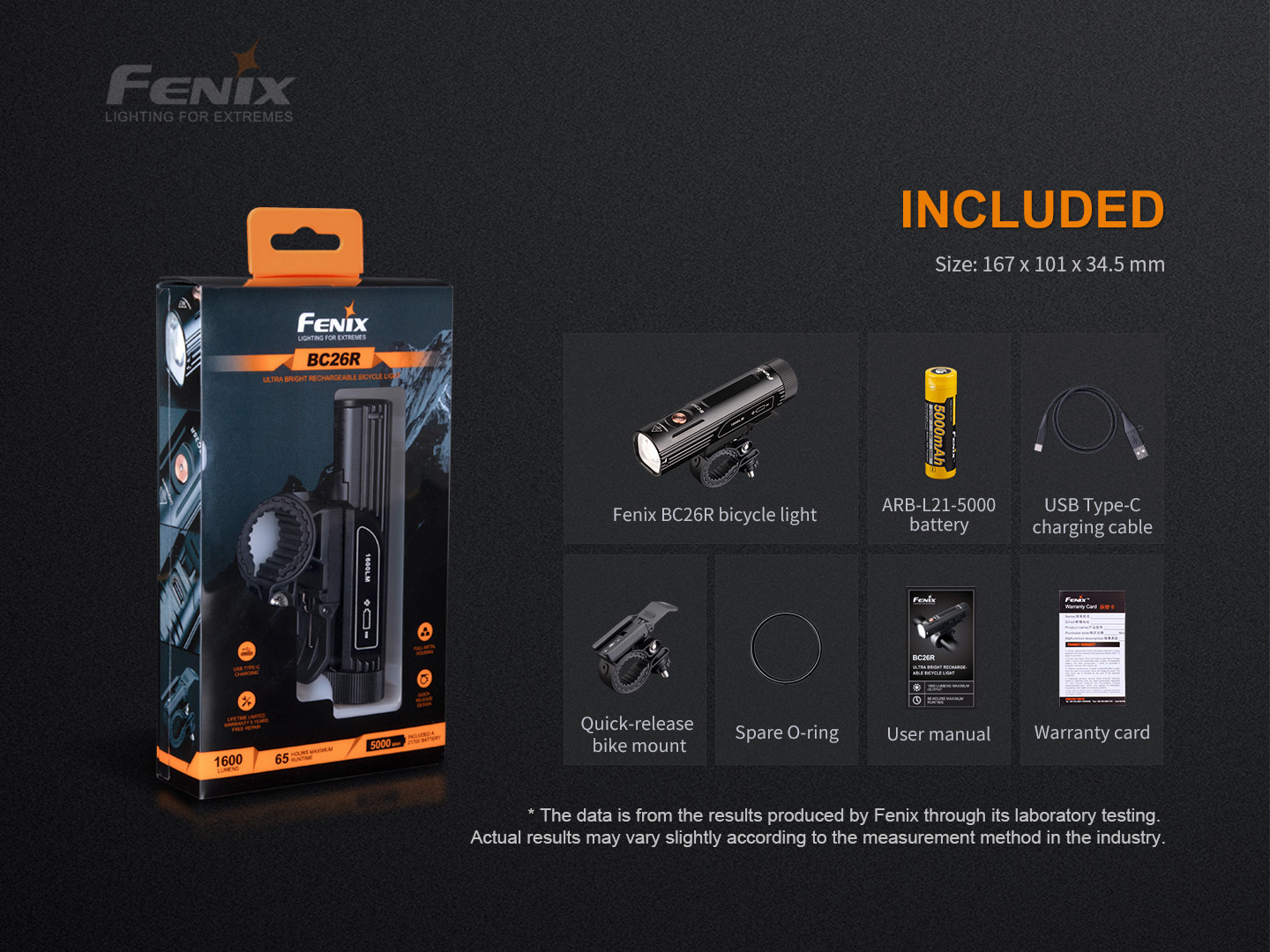 Fenix BC26R Rechargeable Bicycle Light 1600 Lumens