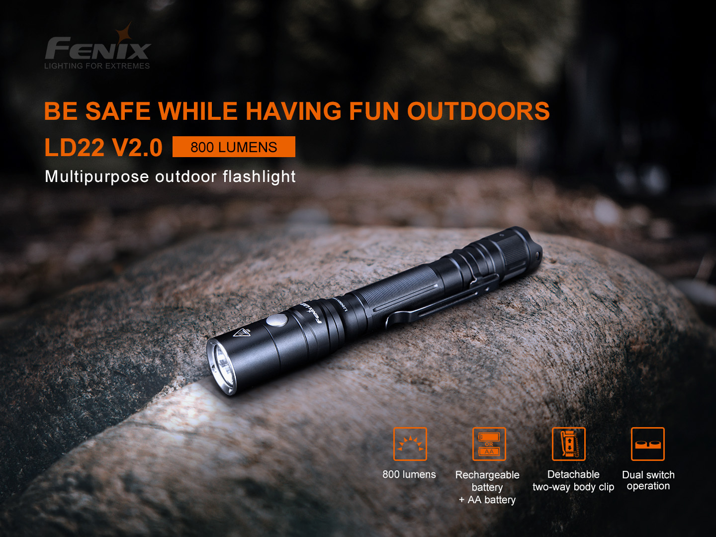 Fenix LD22 V2.0 Rechargeable Flashlight 800 Lumens