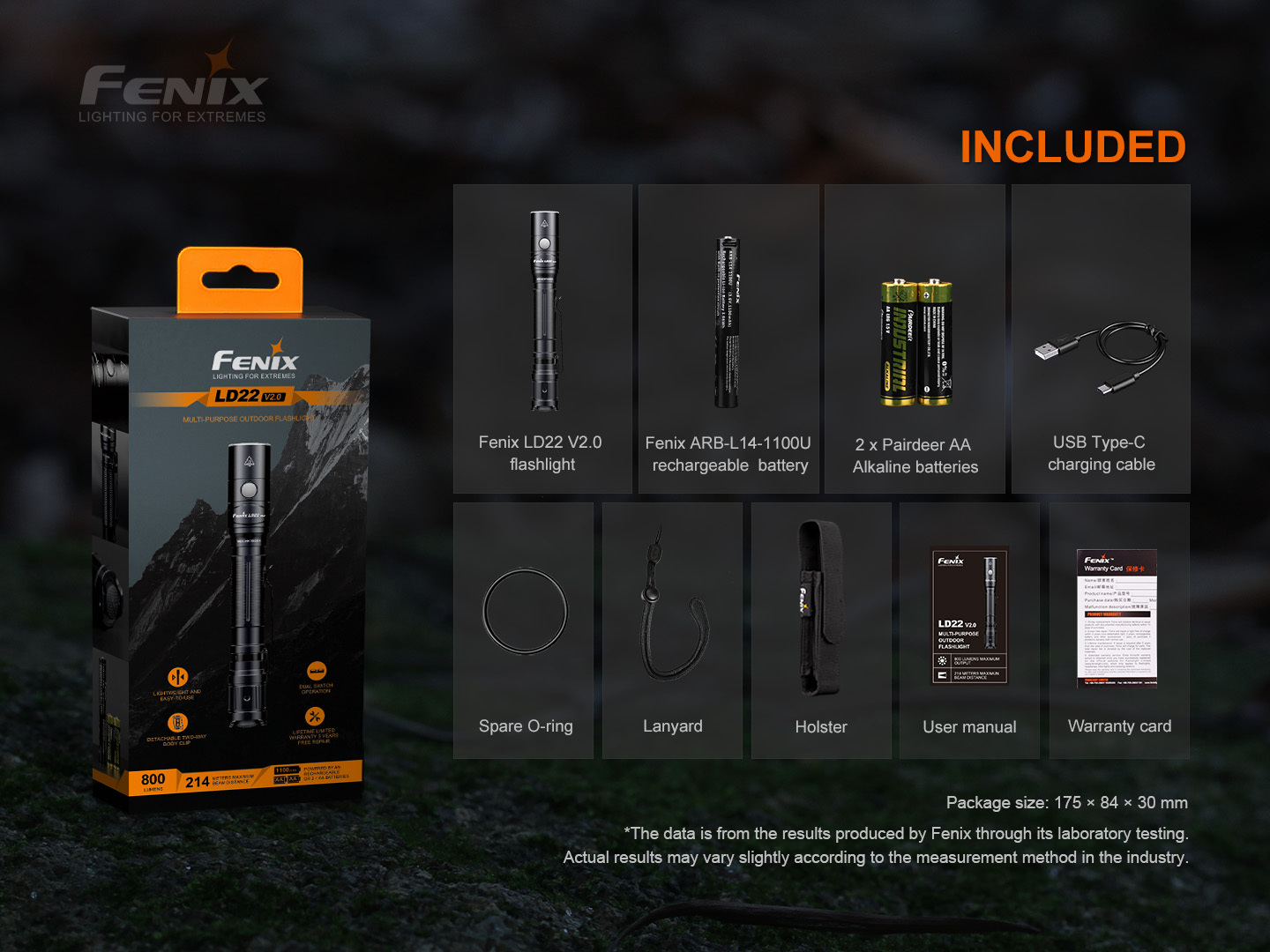 Fenix LD22 V2.0 Rechargeable Flashlight 800 Lumens