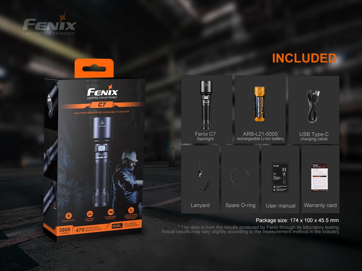 Fenix C7 Rechargeable Work Flashlight 3000 Lumens