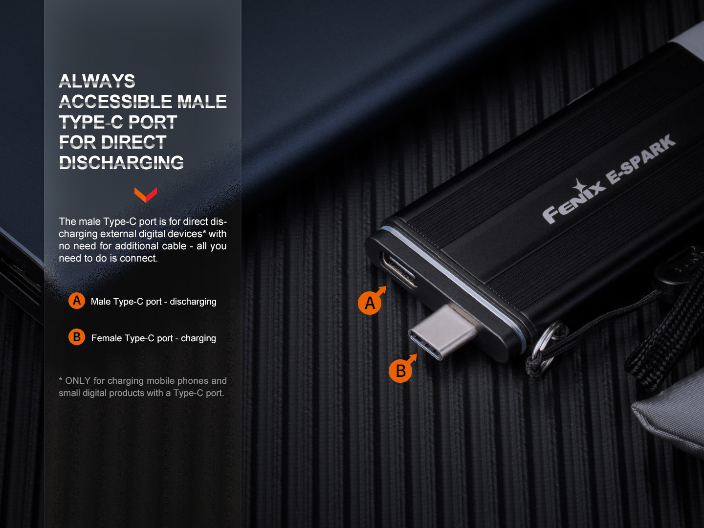 Fenix E-Spark Emergency Rechargeable Keychain Flashlight 100 Lumens