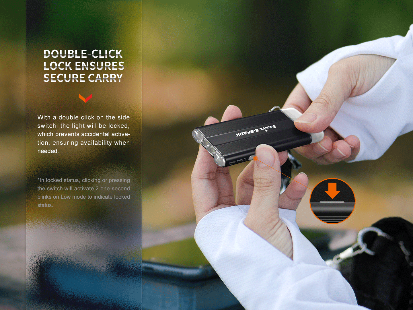 Fenix E-Spark Emergency Rechargeable Keychain Flashlight 100 Lumens