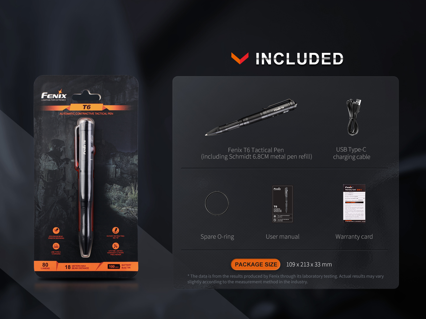 Fenix T6 Rechargeable Automatic Contractive Tactical Pen 80 Lumens