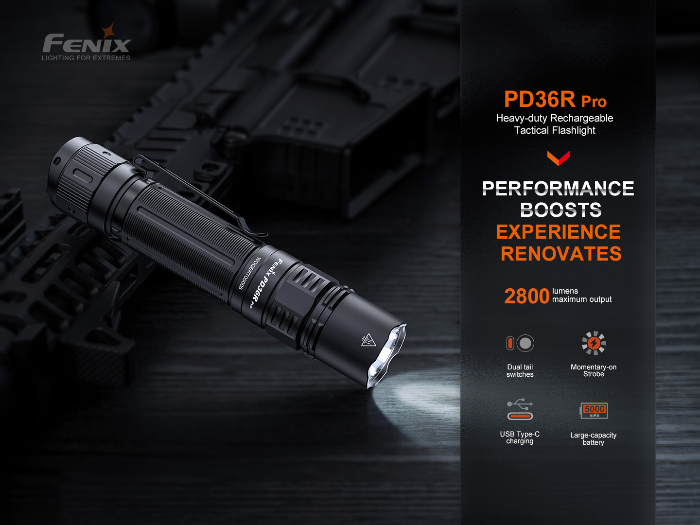 Fenix PD36R Pro Rechargeable Tactical Flashlight 2800 Lumens
