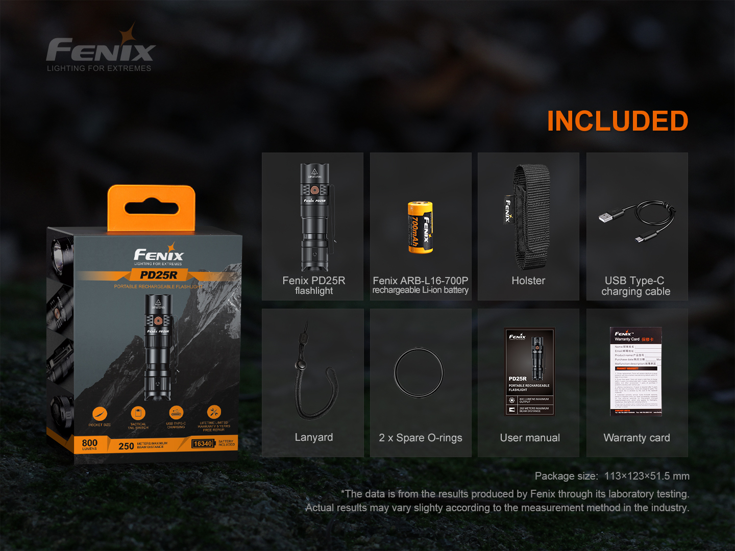 Fenix PD25R Rechargeable EDC Flashlight 800 Lumens