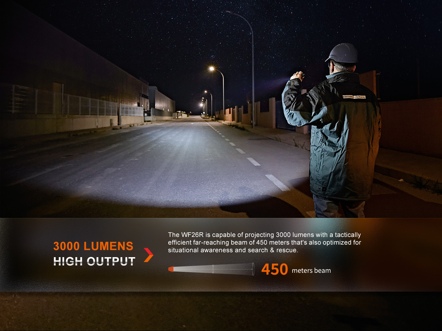 Fenix WF26R High Performance Rechargeable Flashlight 3000 Lumens