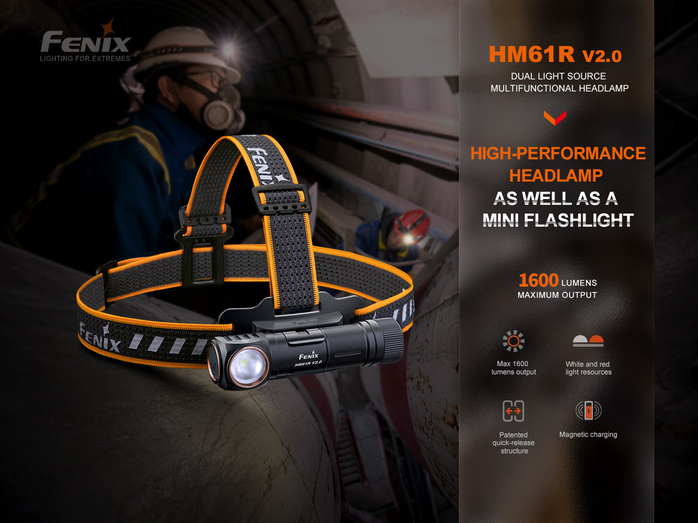 Fenix HM61R V2.0 Rechargeable Headlamp 1600 Lumens