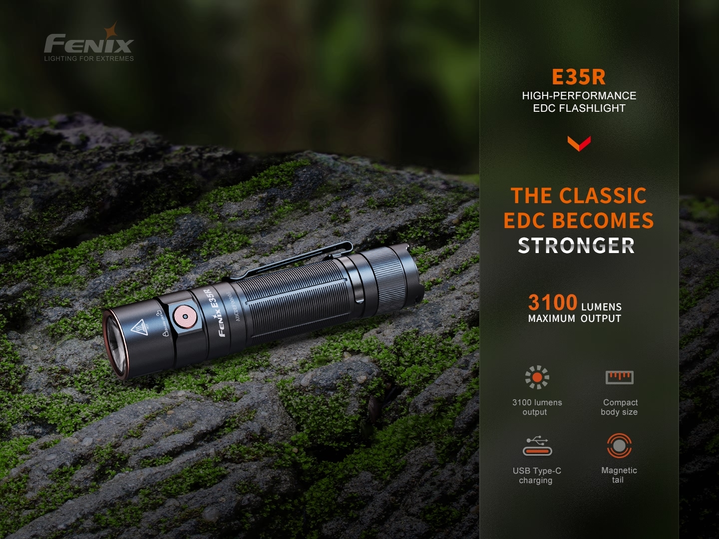 Fenix E35R Rechargeable Flashlight 3100 Lumens