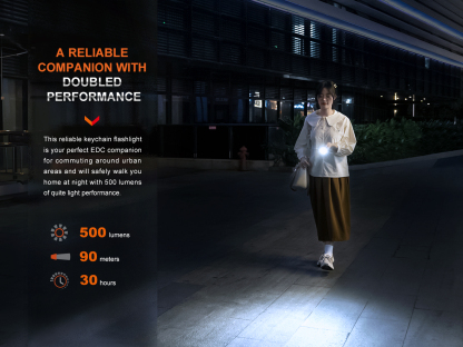 Fenix E03R V2.0 Rechargeable Keychain Flashlight 500 Lumens