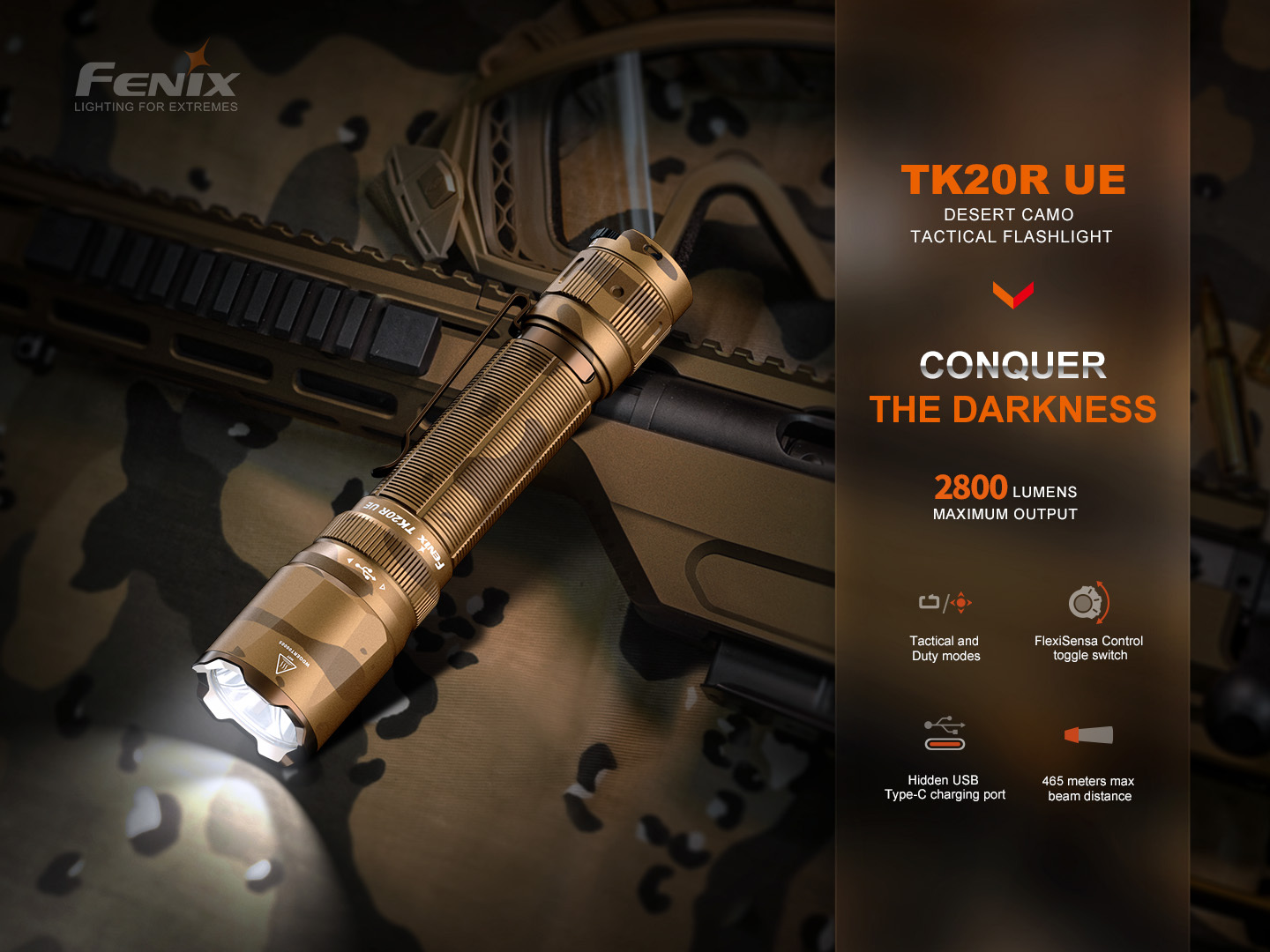 Fenix TK20R UE Rechargeable Tactical Flashlight 2800 Lumens
