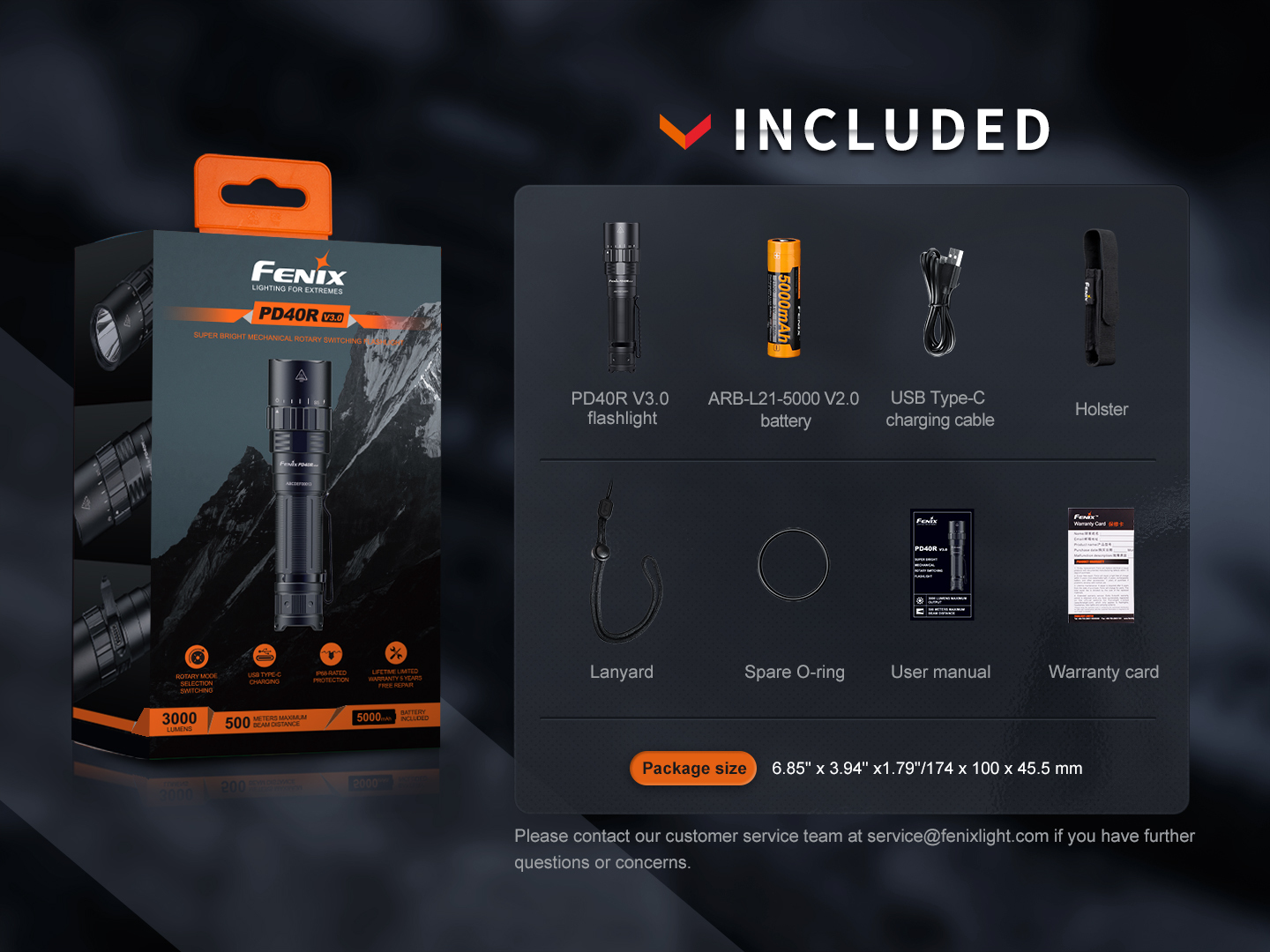 Fenix PD40R V3.0 Rechargeable Flashlight 3000 Lumens