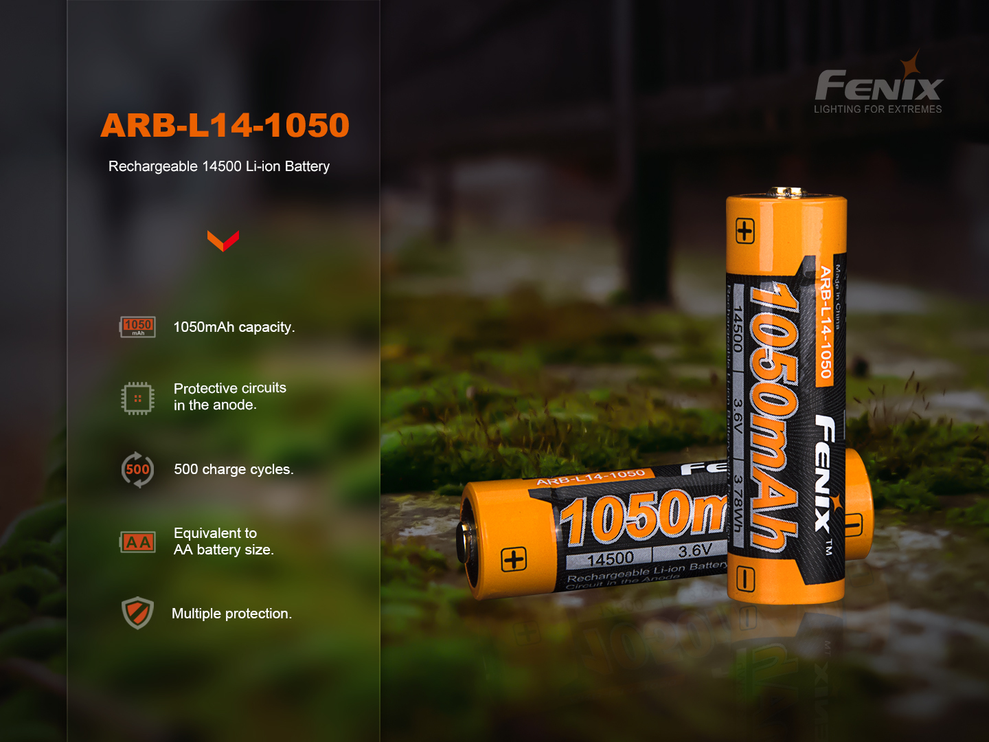Fenix ARB-L14-1050 14500 1050 mAh Li-ion Rechargeable Battery
