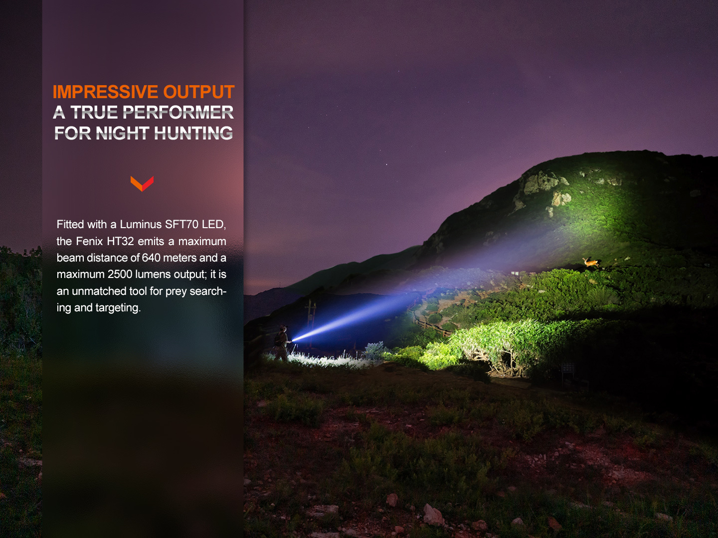 Fenix HT32 Rechargeable Outdoor Hunting Flashlight 2500 Lumens