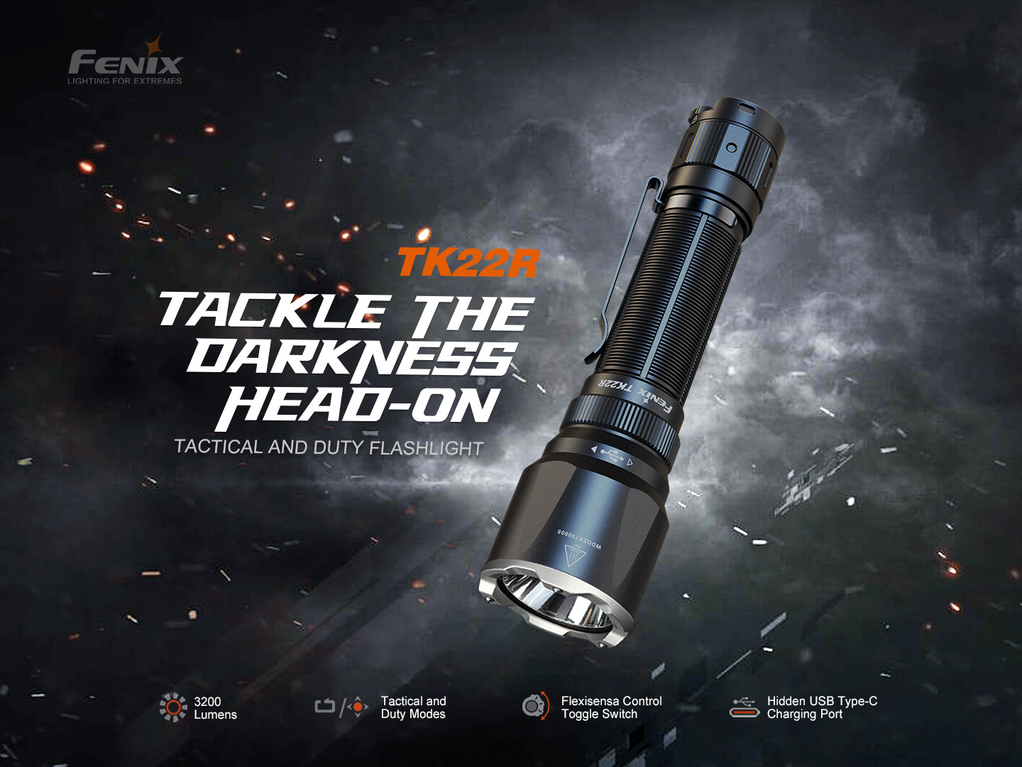 Fenix TK22R Rechargeable Flashlight 3200 Lumens