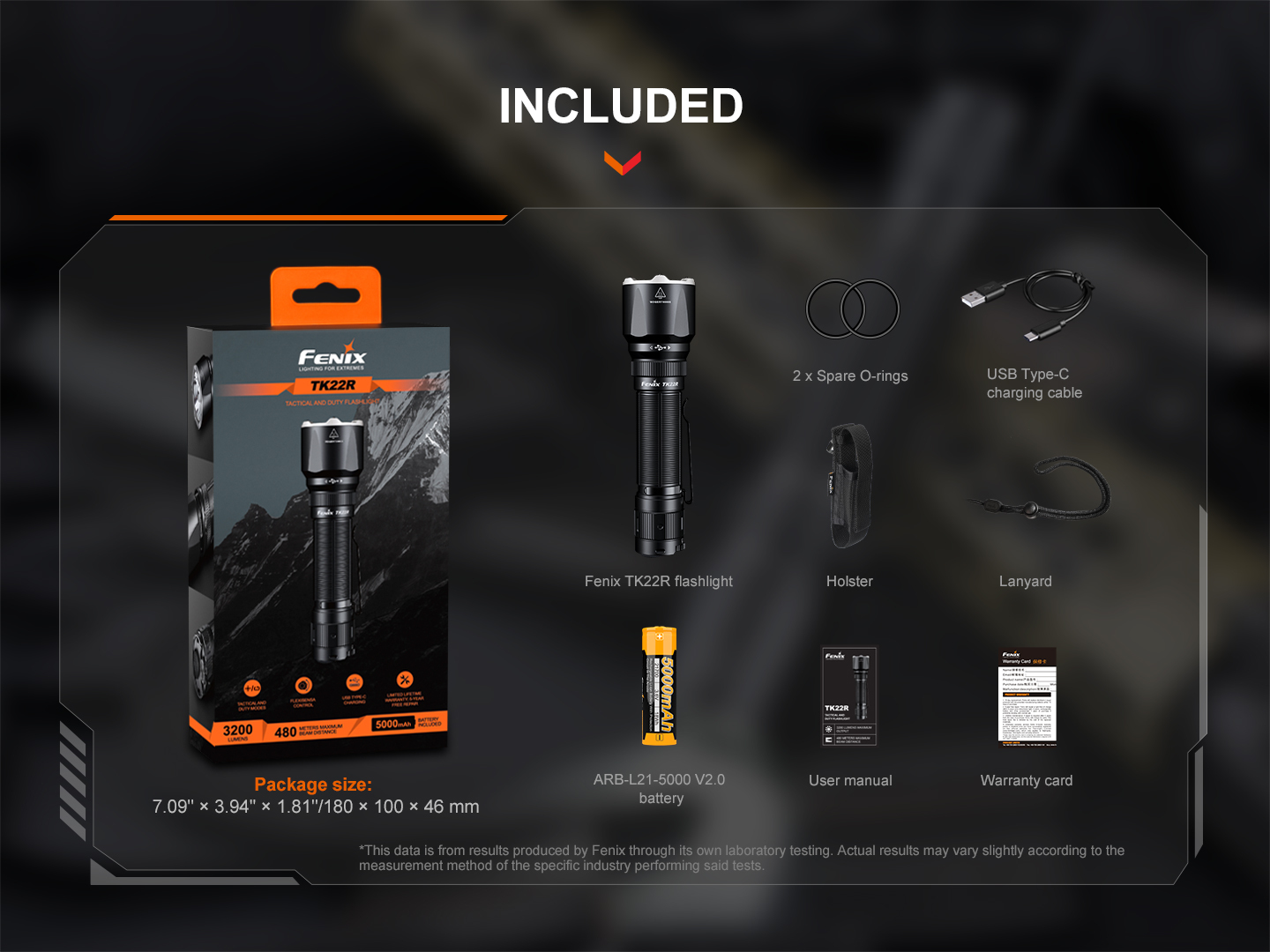 Fenix TK22R Rechargeable Flashlight 3200 Lumens