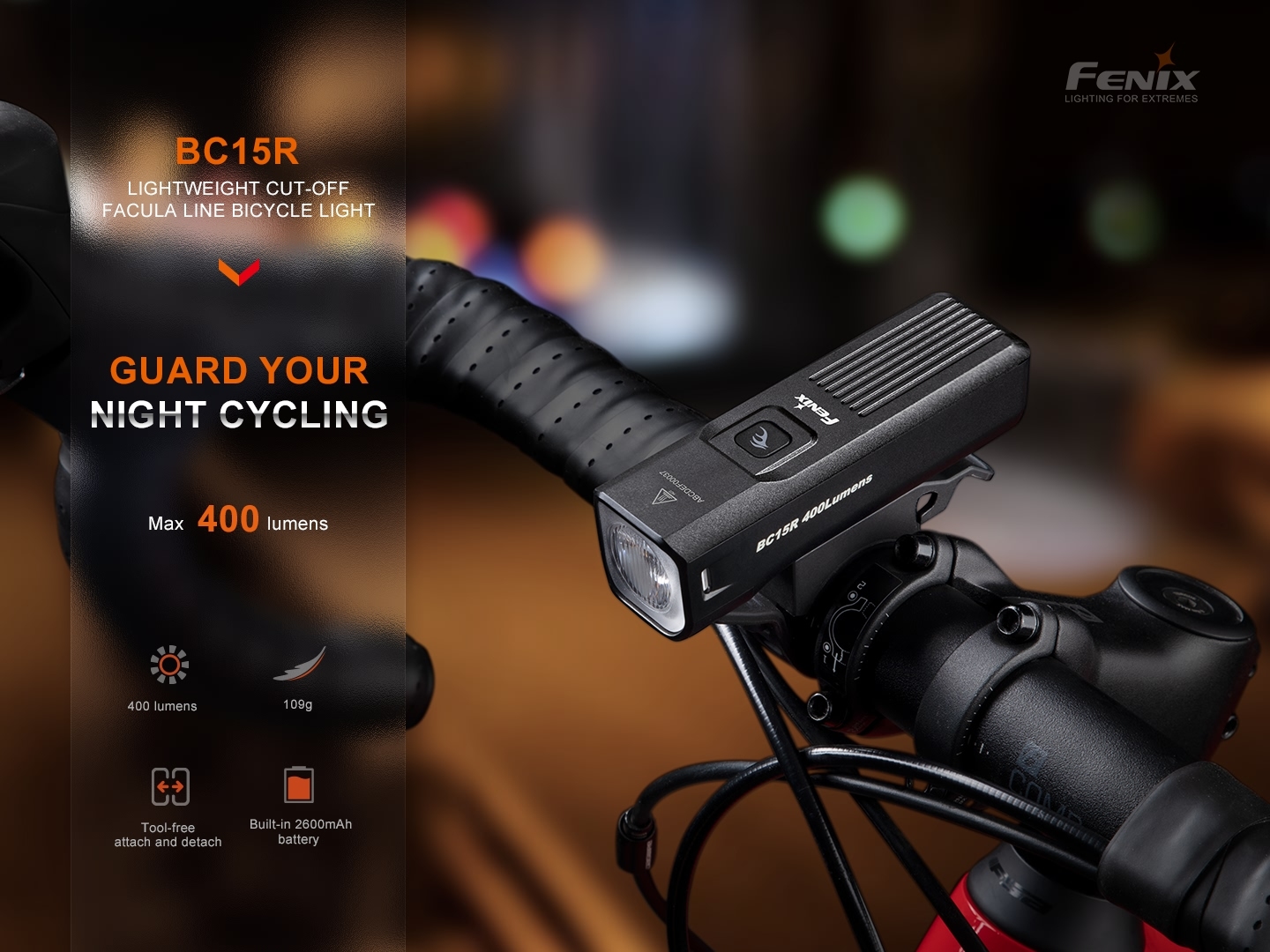 Fenix BC15R Lightweight Facula Line Bicycle Light 400 Lumens