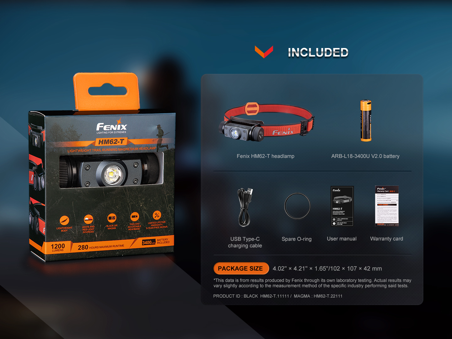 Fenix HM62-T Rechargeable Running Headlamp 1200 Lumens