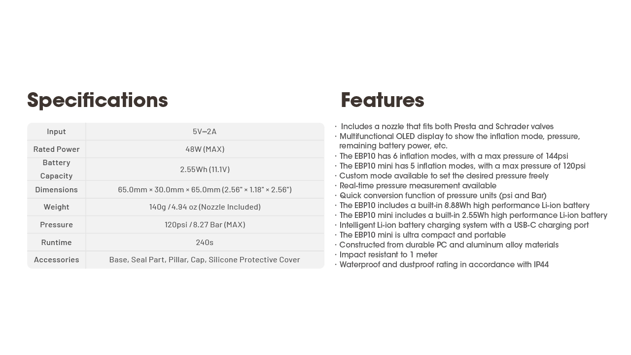 Nitecore EBP10 Mini Electric Pump