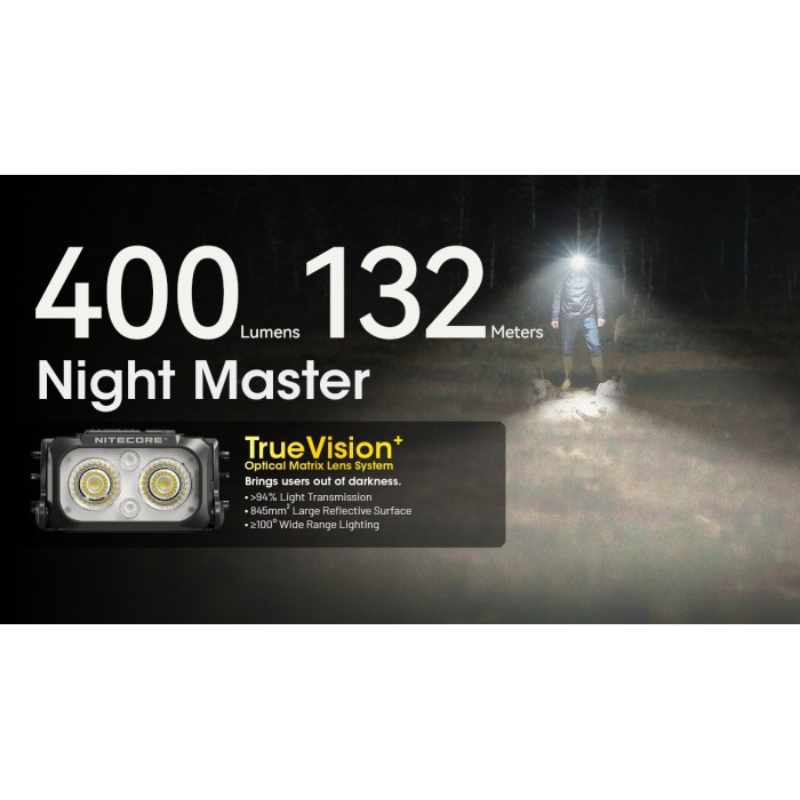 Nitecore NU25 MCT UL (Black) UHE LEDs 400L Ultra Lightweight Multiple Colour Temperatures Rechargeable Headlamp