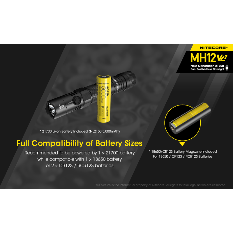 Nitecore MH12 V2 CREE XP-L2 V6 LED 1200L Rechargeable Flashlight