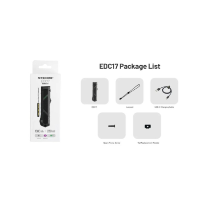 Nitecore EDC17 NiteLab UHi 25 LED 1500 Lumens EDC USB Rechargeable Flashlight