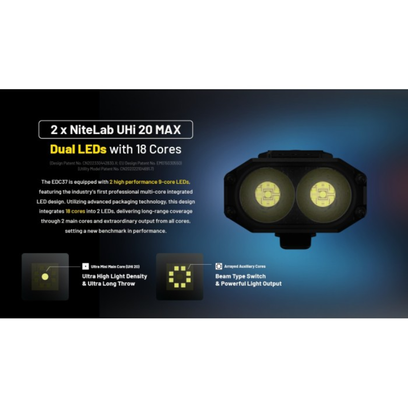 Nitecore EDC37 NiteLab UHi 20 MAX LED 8000 Lumens High Performance EDC USB Rechargeable Flashlight