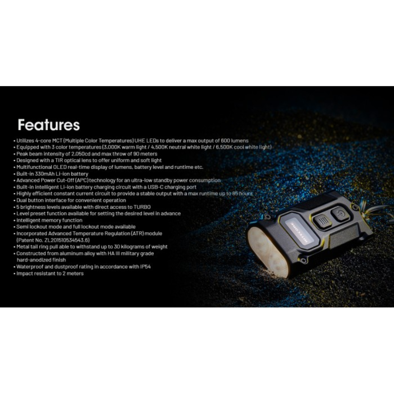 Nitecore TINI 3 (Forest Grey) 600L Rechargeable Keychain Flashlight