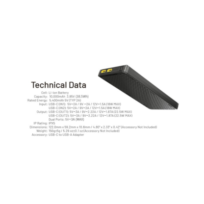 Nitecore NB10000 Gen3 Quick-Charge Dual USB-C Port 10000mAh Power Bank
