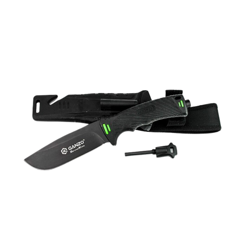 Ganzo G8012 Fixed Blade Knife Cutter Fire Starter w Sheath