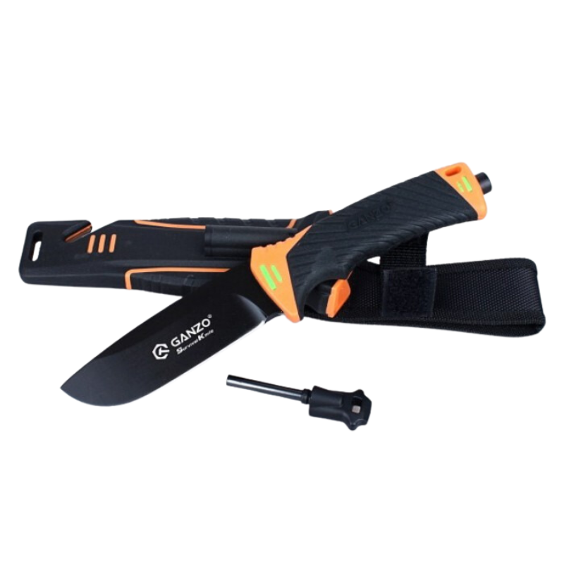 Ganzo G8012 Fixed Blade Knife Cutter Fire Starter w Sheath