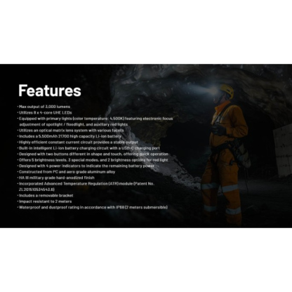 Nitecore HC75 UHE 3000L NiteLab UHE LED Rechargeable Headlamp