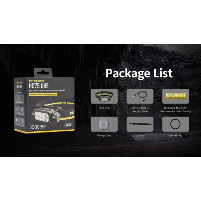 Nitecore HC75 UHE 3000L NiteLab UHE LED Rechargeable Headlamp