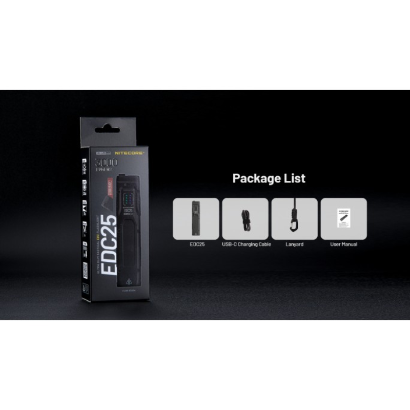 Nitecore EDC25 2x NiteLab UHi 20 LED 3000L CW Rechargeable Flashlight