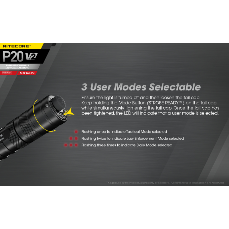 Nitecore P20 V2 1100 Lumens CREE XP-L2 V6 LED Flashlight