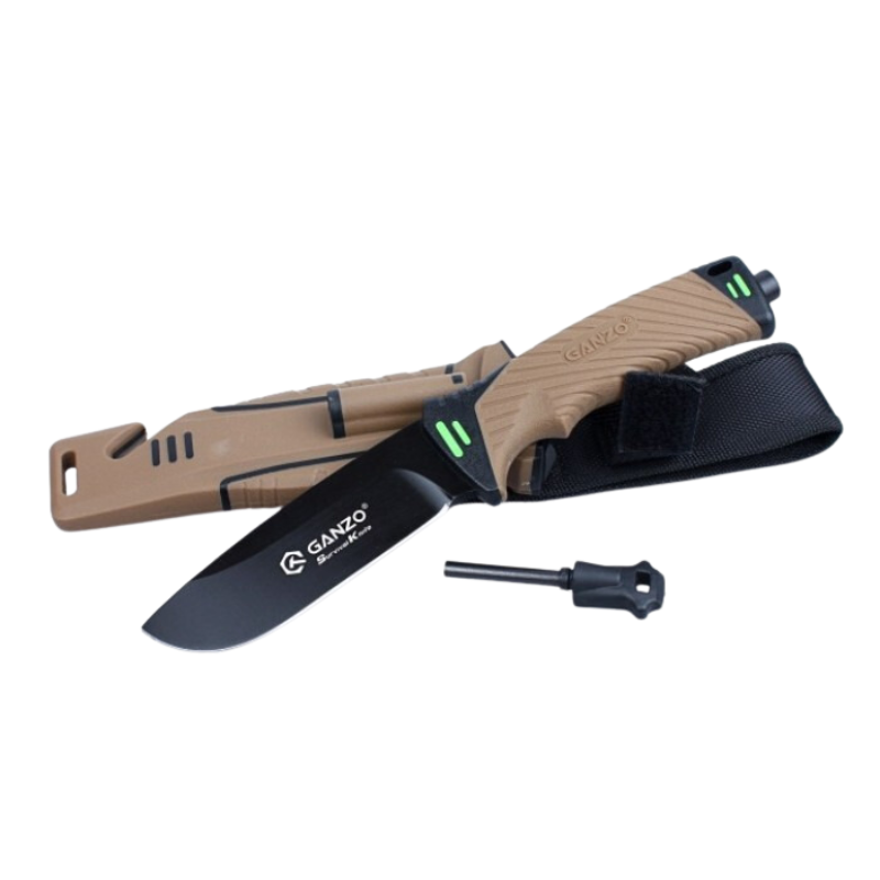 Ganzo G8012 Fixed Blade Knife Cutter Fire Starter w Sheath