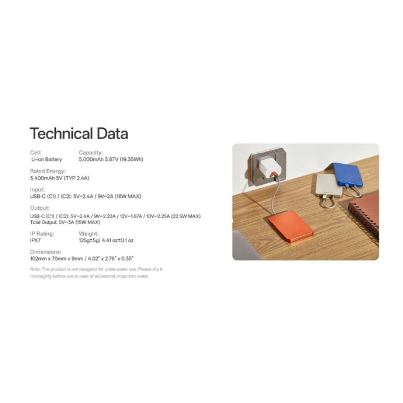 Nitecore Pocket 5 Magnetic Built-in USB-C Cable Pocket Power Bank